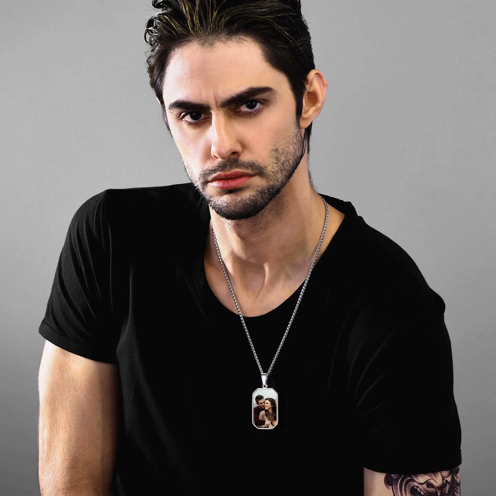 Customized Engraved Photo Dog Tag Necklace for Men/Women sold by FaithHeart product image thumbnail 3