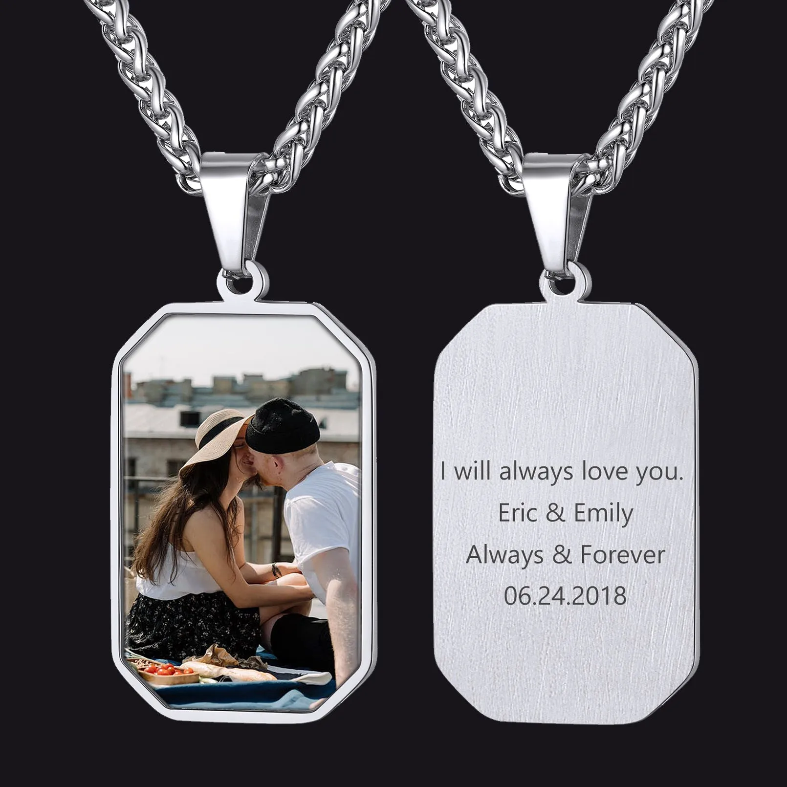Customized Engraved Photo Dog Tag Necklace for Men/Women sold by FaithHeart