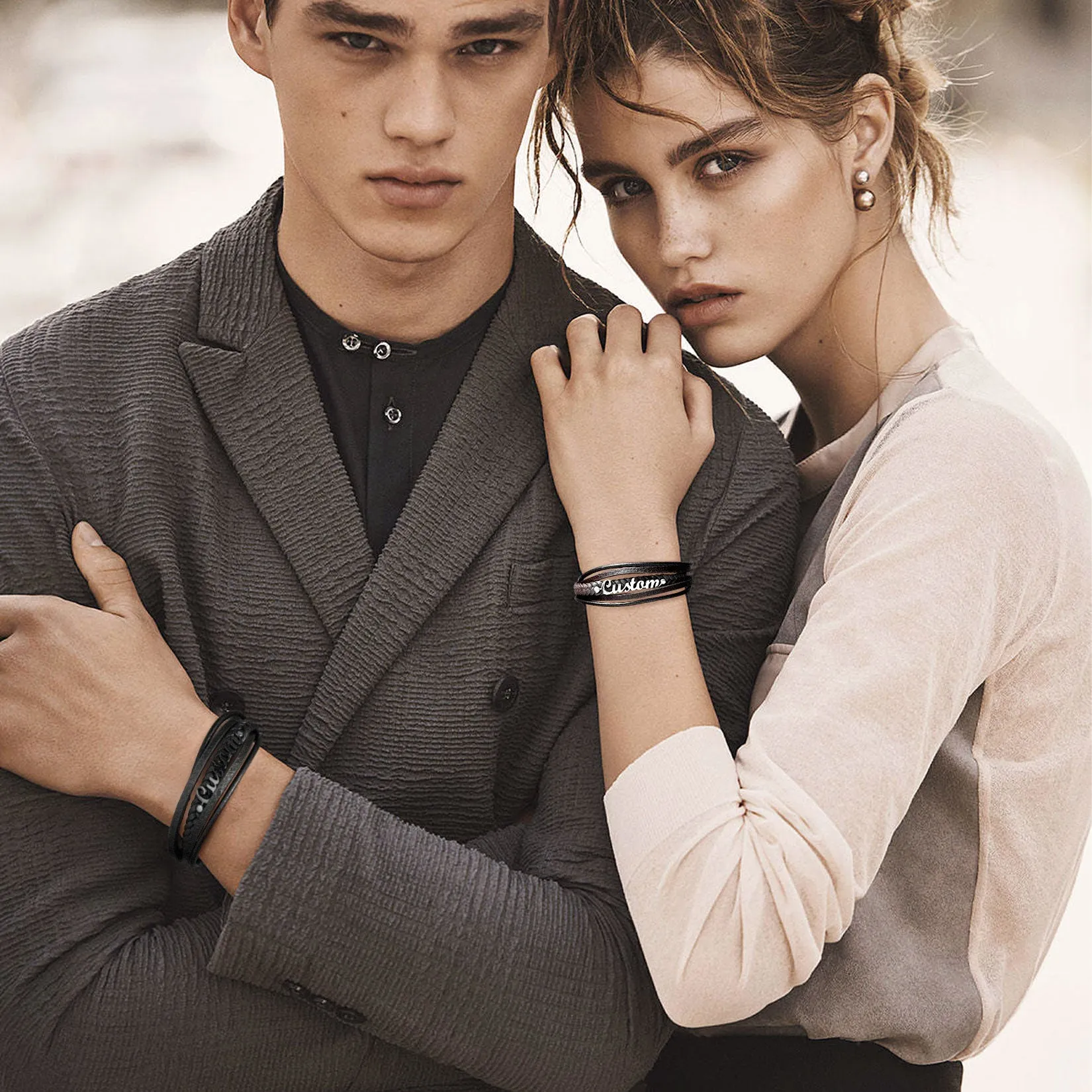 Custom Clasp Braided Leather Wristband Bracelet for Men Son Dad sold by FaithHeart product image thumbnail 2