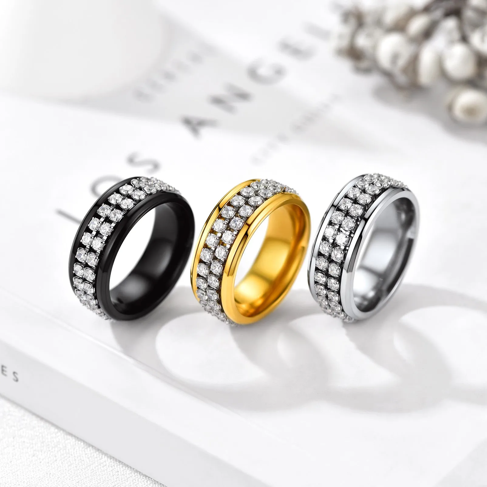 FaithHeart Cubic Zirconia Fidget Band Ring Rotatable Ring for Men sold by FaithHeart product image thumbnail 5