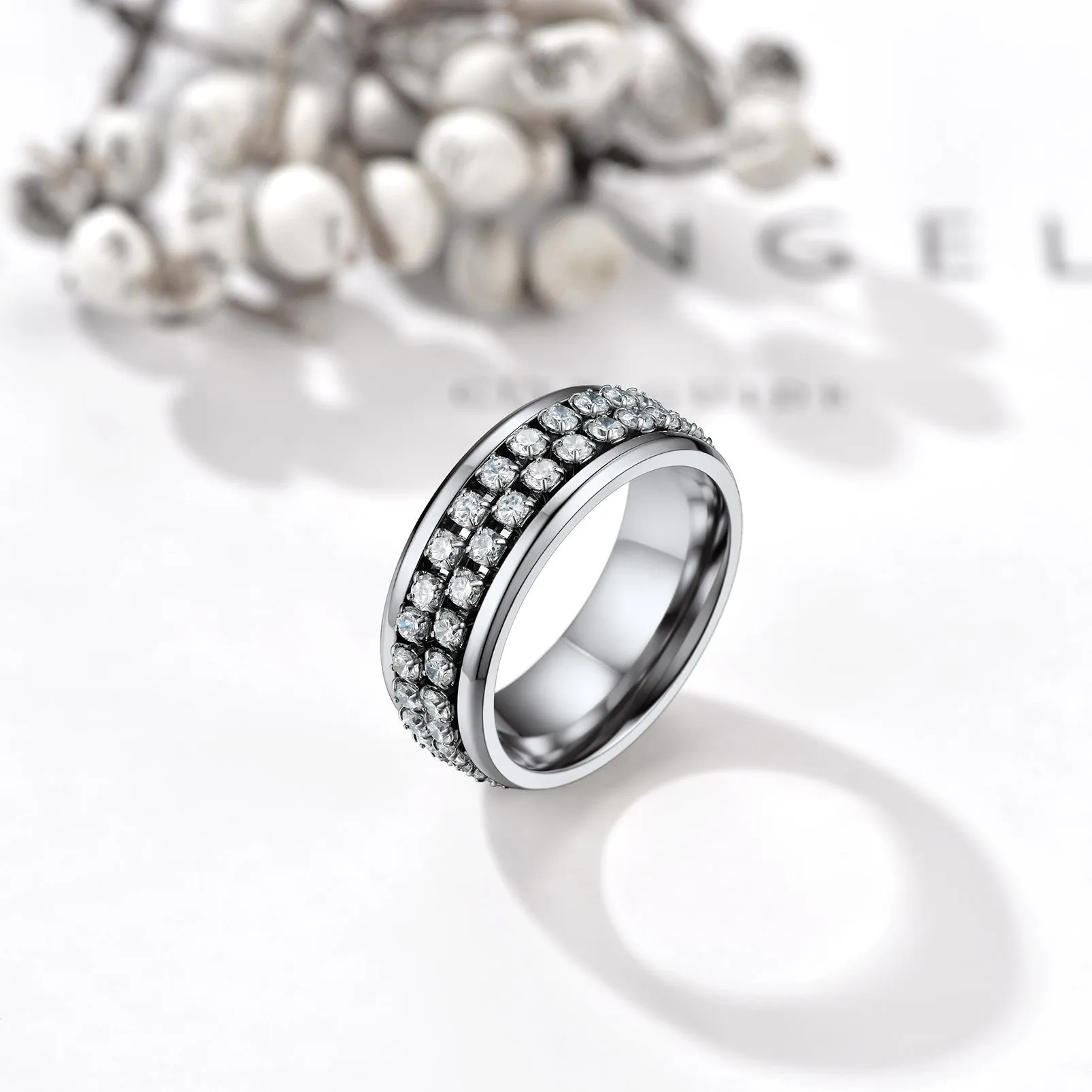 FaithHeart Cubic Zirconia Fidget Band Ring Rotatable Ring for Men sold by FaithHeart product image thumbnail 3