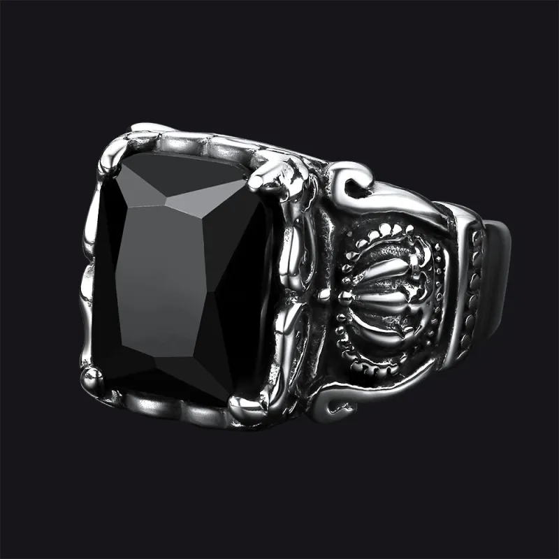 Crystal Crown Black Onyx Ring for Men sold by FaithHeart