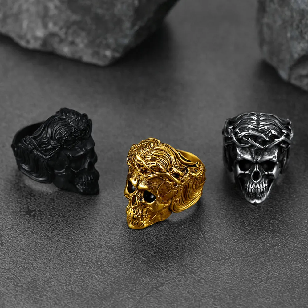 Flash Sale Crown of Thorns Skull Ring For Men Stainless Steel sold by FaithHeart product image thumbnail 3
