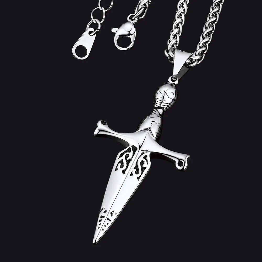 Knife Cross Necklace Pendant for Men Women sold by FaithHeart