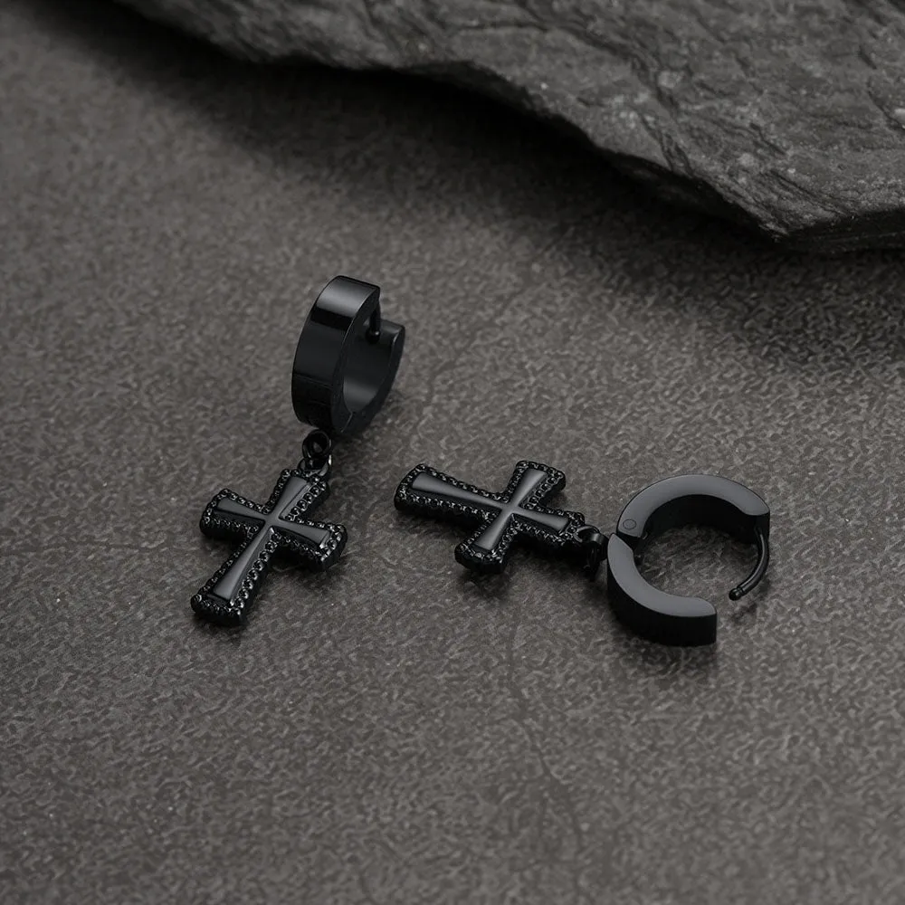 Flash Sale CZ Cross Dangle Hoop Earrings For Men Women sold by FaithHeart product image thumbnail 5