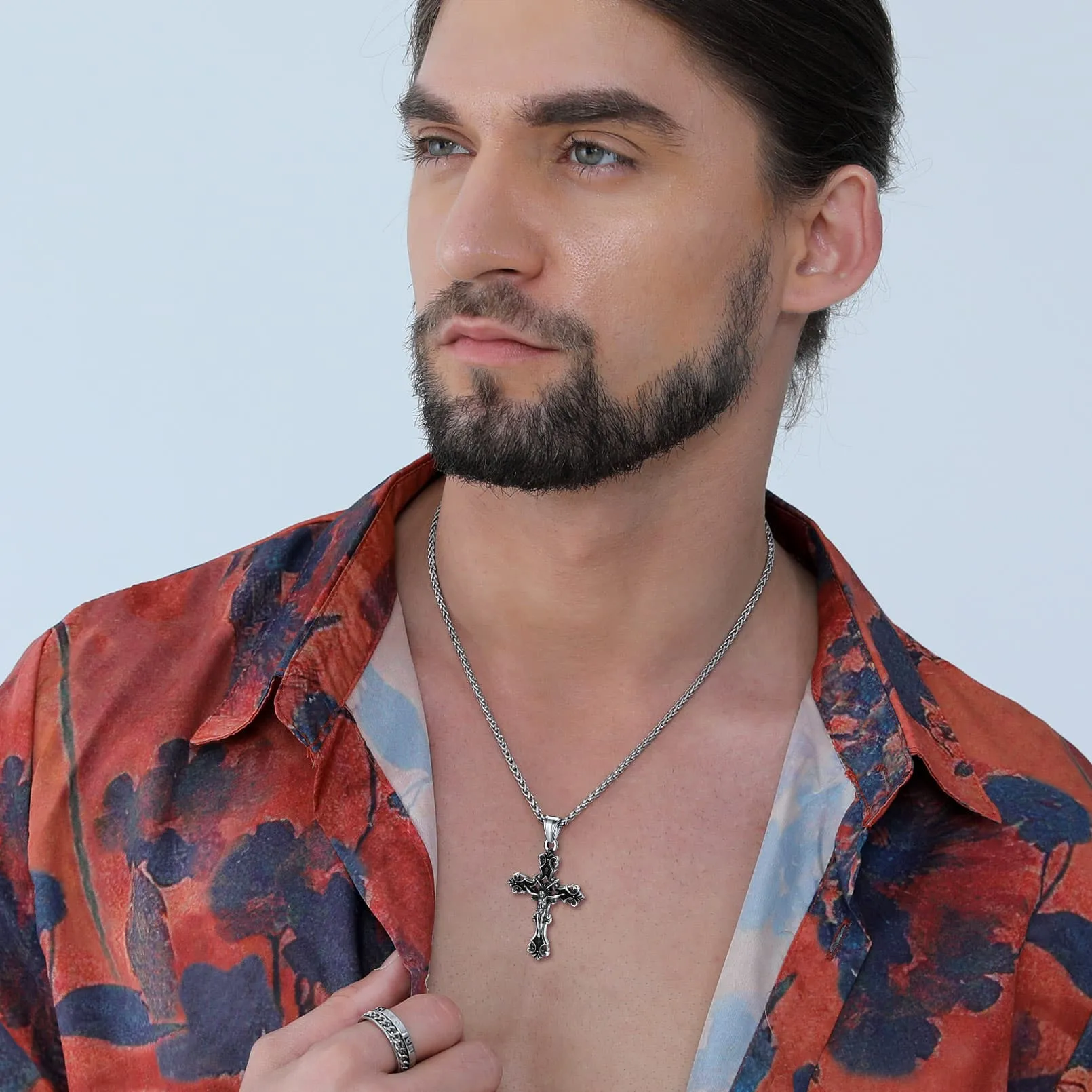 Vintage Crucifix Cross Necklace Jesus Pendant For Men sold by FaithHeart product image thumbnail 3