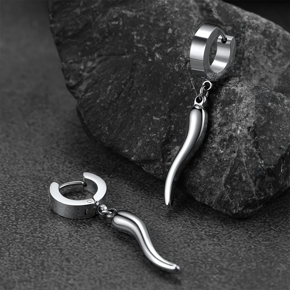 Cornicello Italian Horn Huggie Hoop Earrings for Men sold by FaithHeart product image thumbnail 4