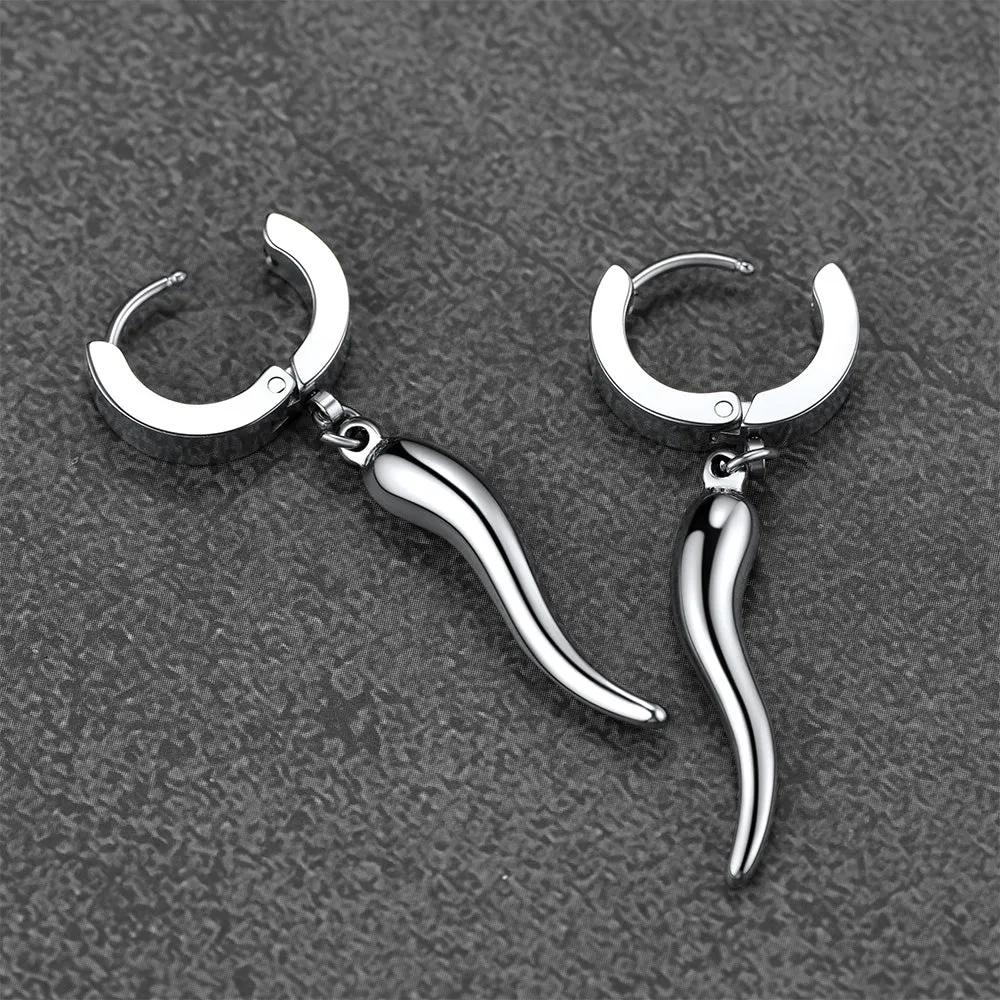 Cornicello Italian Horn Huggie Hoop Earrings for Men sold by FaithHeart product image thumbnail 5