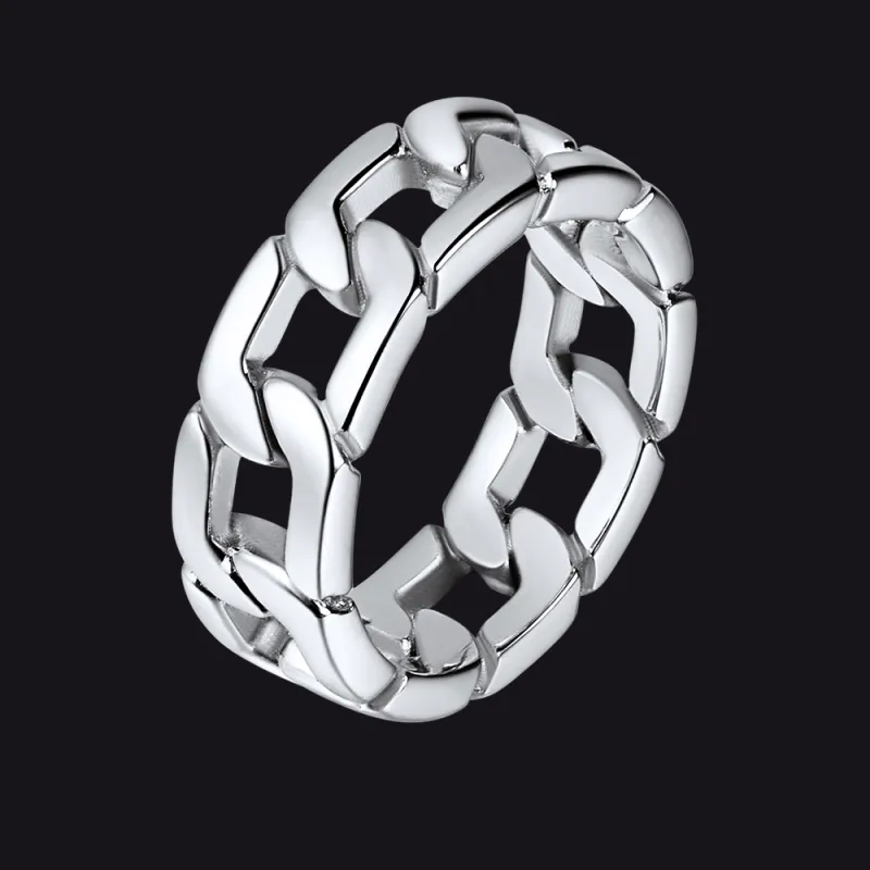 Chunky Cuban Link Chain Ring For Men Stainless Steel sold by FaithHeart