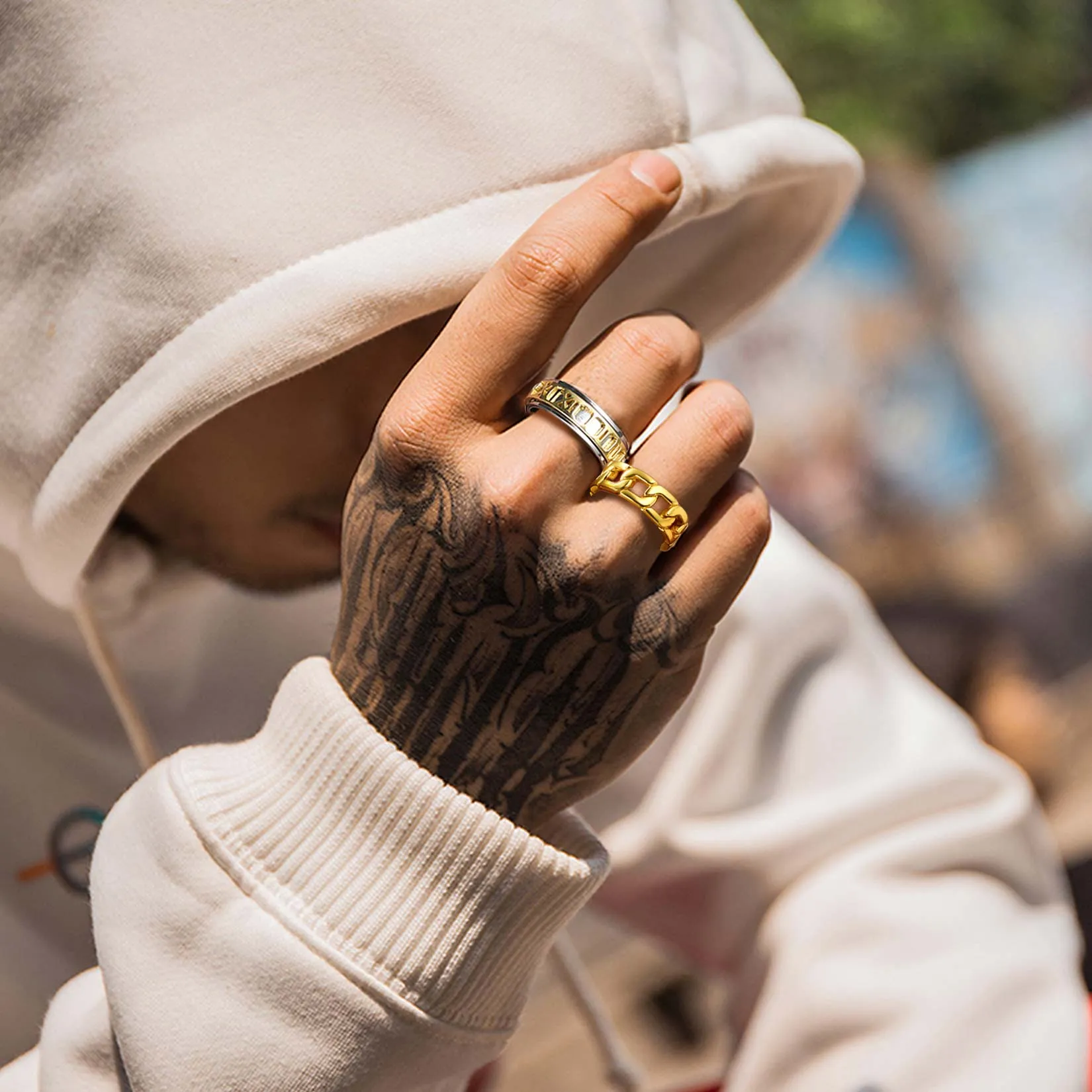 Chunky Cuban Link Chain Ring For Men Stainless Steel sold by FaithHeart product image thumbnail 4