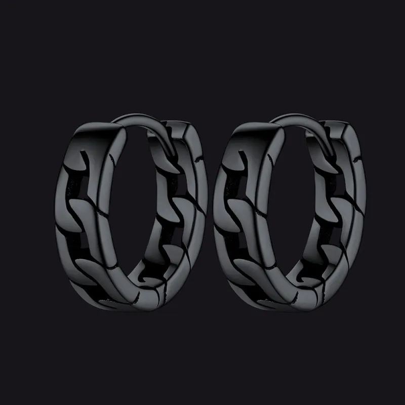 Chunky Cuban Chain Huggie Hoop Earrings For Men Women sold by FaithHeart