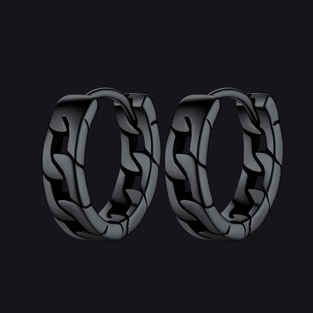 Chunky Cuban Chain Huggie Hoop Earrings For Men Women sold by FaithHeart