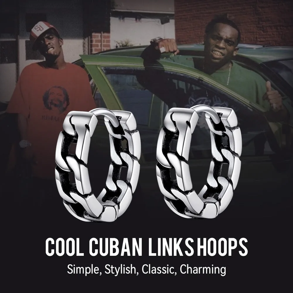 Chunky Cuban Chain Huggie Hoop Earrings For Men Women sold by FaithHeart product image thumbnail 5