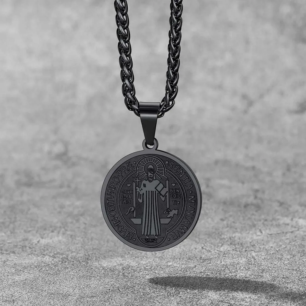 Christian St. Benedict Medal Necklace For Men sold by FaithHeart product image thumbnail 5
