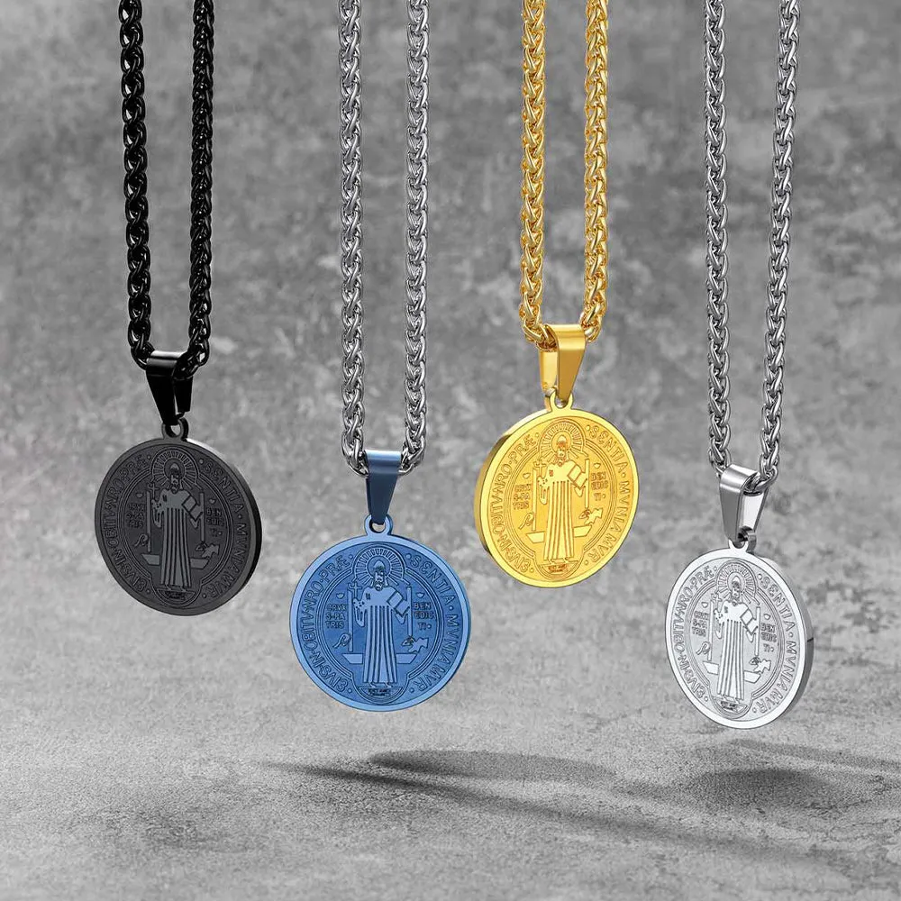 Christian St. Benedict Medal Necklace For Men sold by FaithHeart product image thumbnail 3