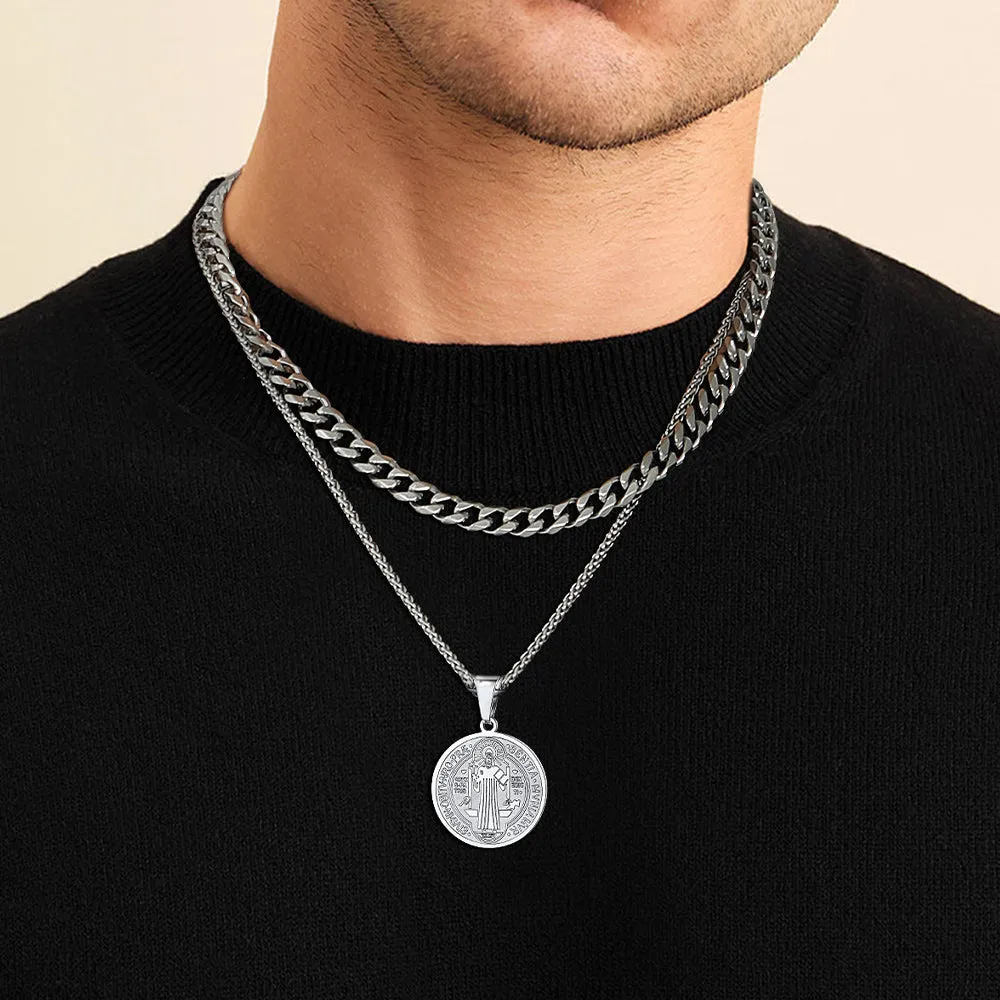 Christian St. Benedict Medal Necklace For Men sold by FaithHeart product image thumbnail 2
