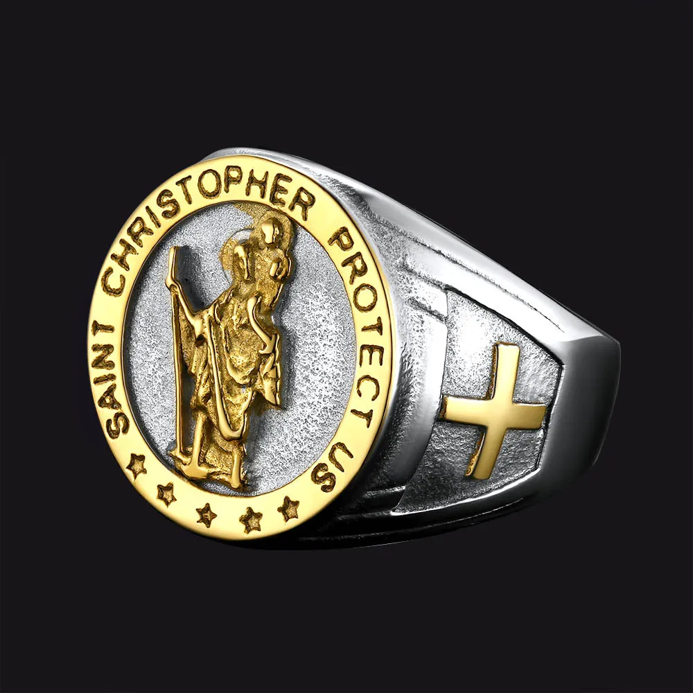 Christian St. Christopher Signet Ring For Men sold by FaithHeart