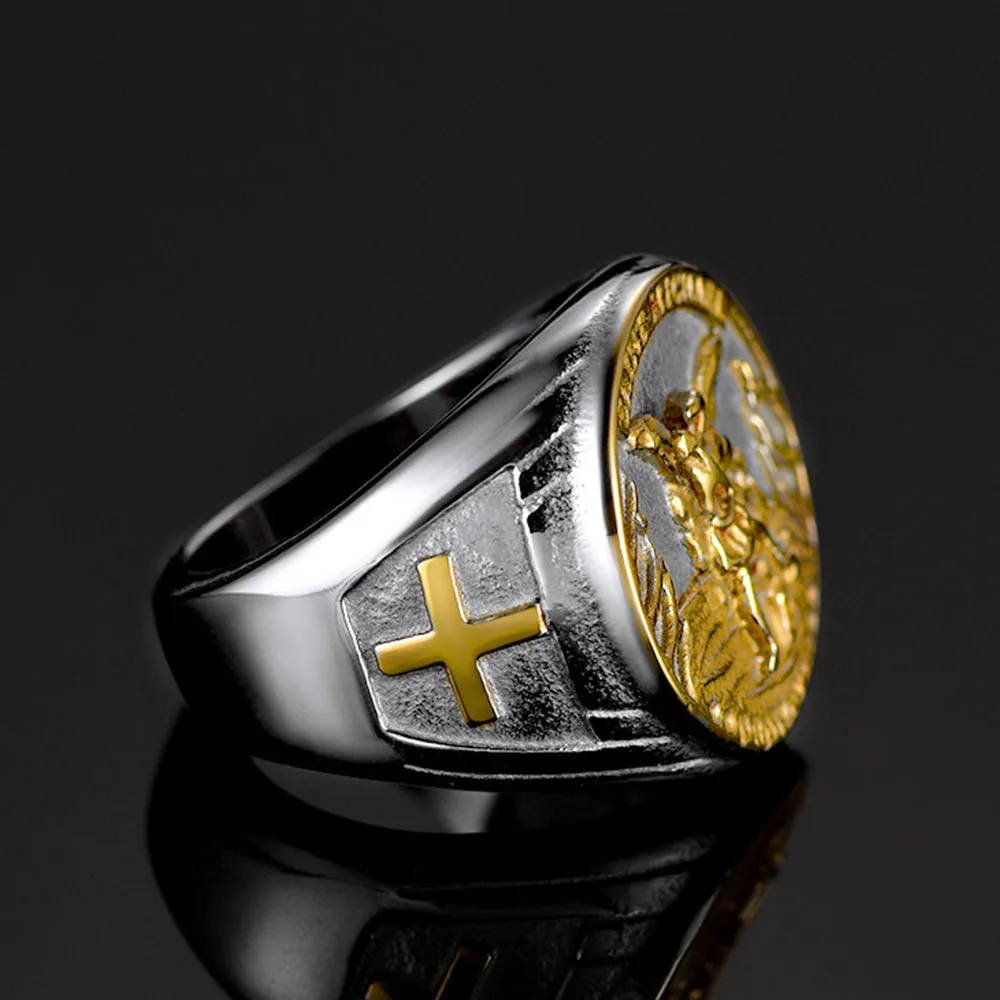 Christian Saint Michael Signet Ring For Men sold by FaithHeart product image thumbnail 4