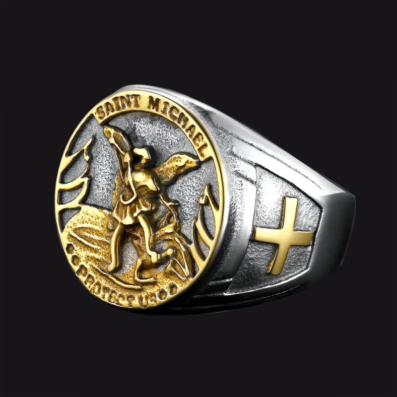 Christian Saint Michael Signet Ring For Men sold by FaithHeart