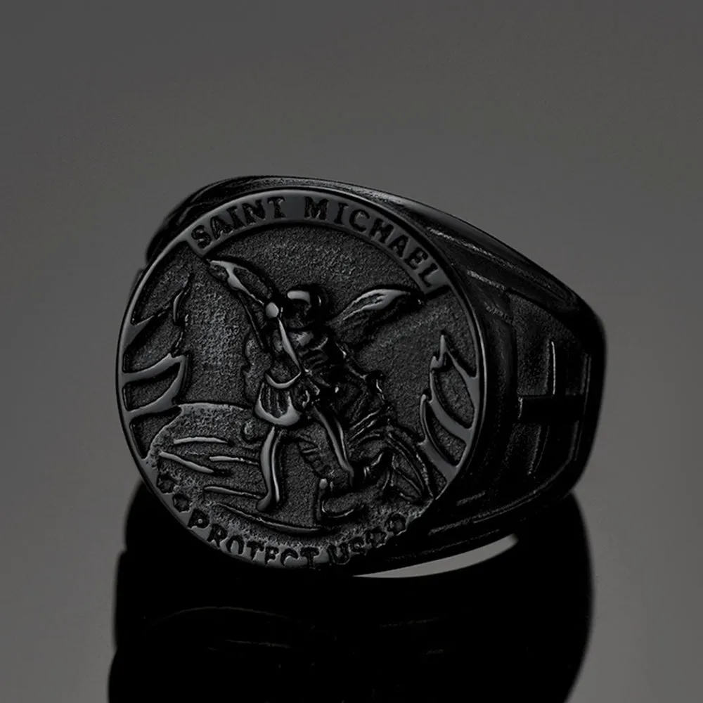Christian Saint Michael Signet Ring For Men sold by FaithHeart product image thumbnail 5