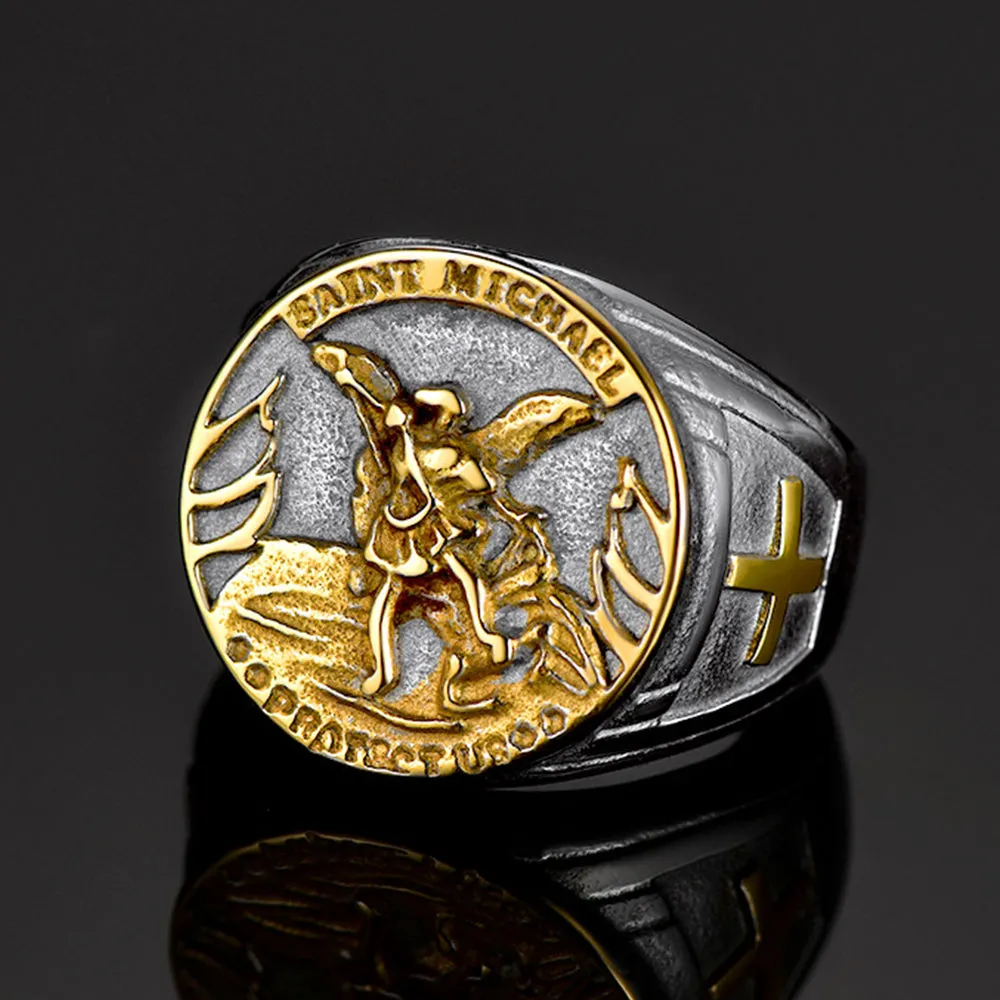 Christian Saint Michael Signet Ring For Men sold by FaithHeart product image thumbnail 2