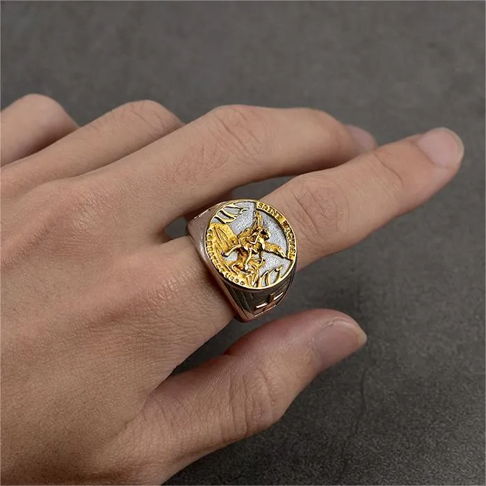Christian Saint Michael Signet Ring For Men sold by FaithHeart product image thumbnail 3