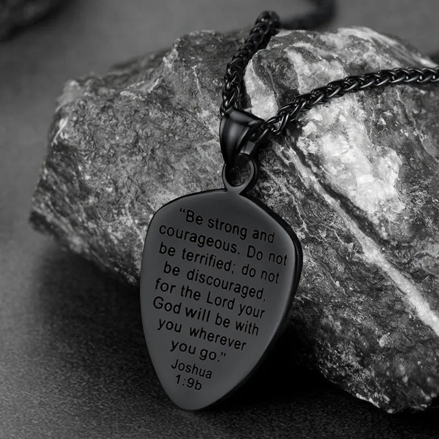 Christian Cross Joshua 1:9 Shield Necklace For Men sold by FaithHeart product image thumbnail 5