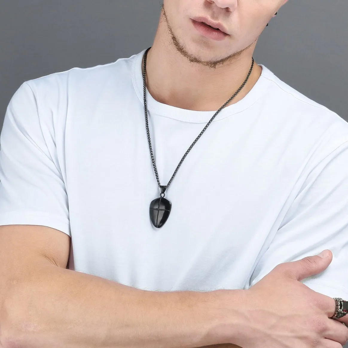 Christian Cross Joshua 1:9 Shield Necklace For Men sold by FaithHeart product image thumbnail 3