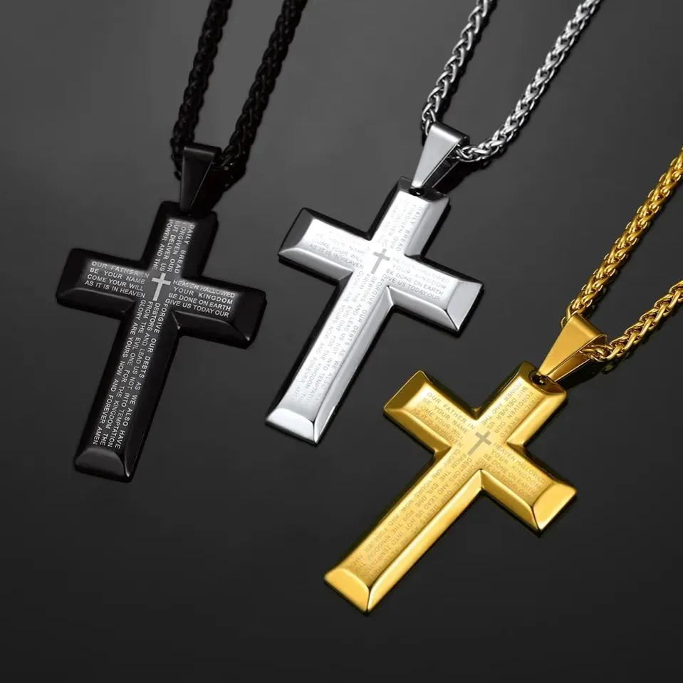 Christian Lord's Prayer Cross Necklace for Men sold by FaithHeart product image thumbnail 4