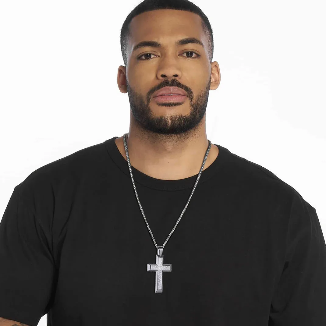 Christian Lord's Prayer Cross Necklace for Men sold by FaithHeart product image thumbnail 2