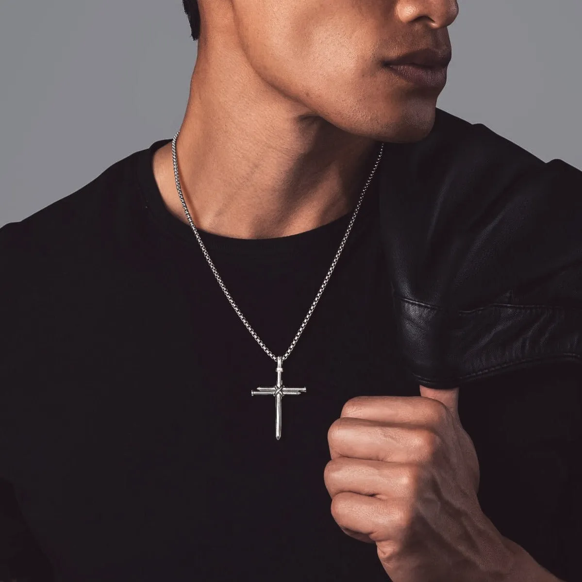 Christian Nail Cross Pendant Necklace For Men sold by FaithHeart product image thumbnail 4