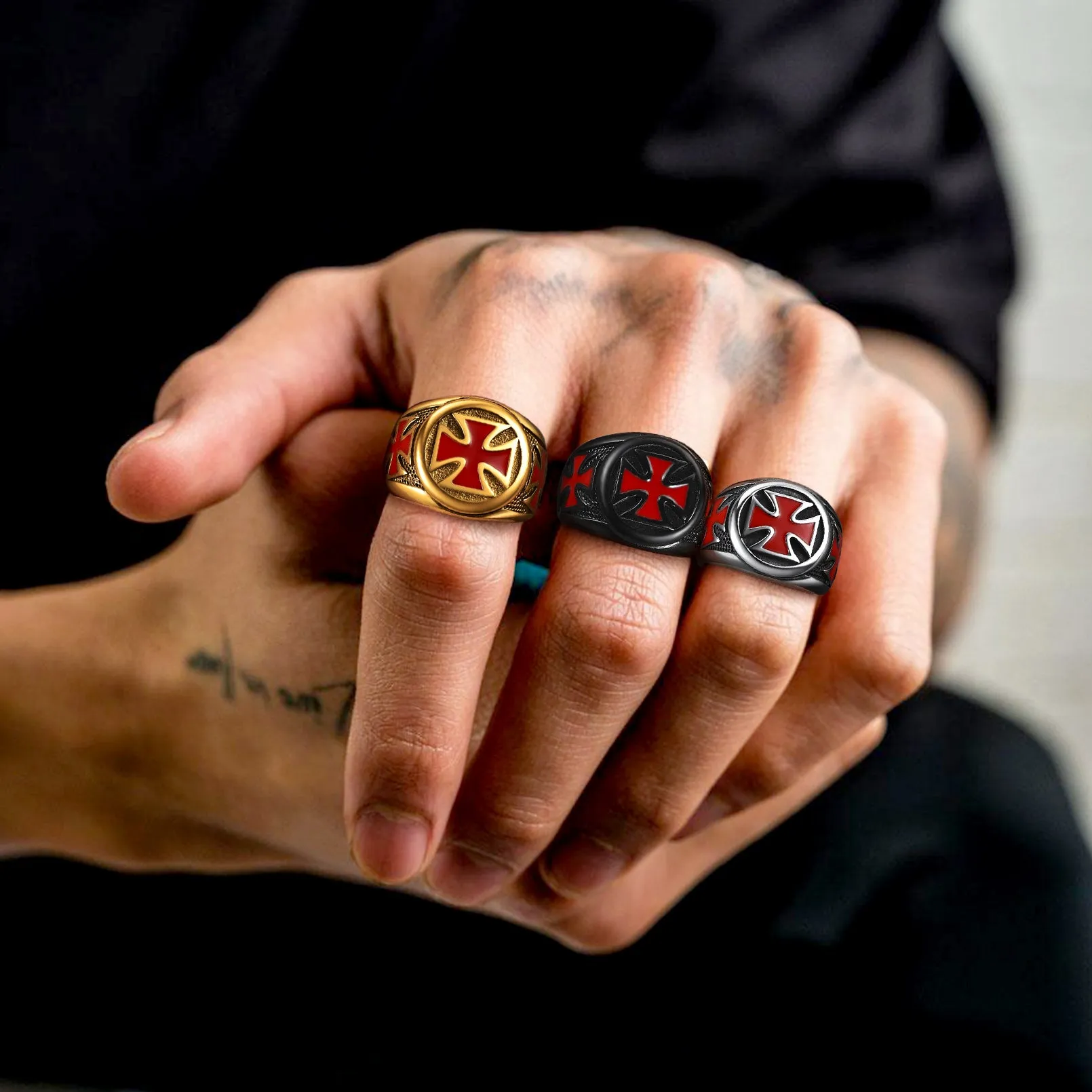 Christian Knights Templar Cross Ring For Men sold by FaithHeart product image thumbnail 2