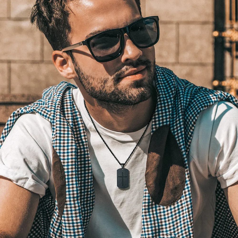 Christian Joshua 1:9 Dog Tag Cross Necklace For Men sold by FaithHeart product image thumbnail 3