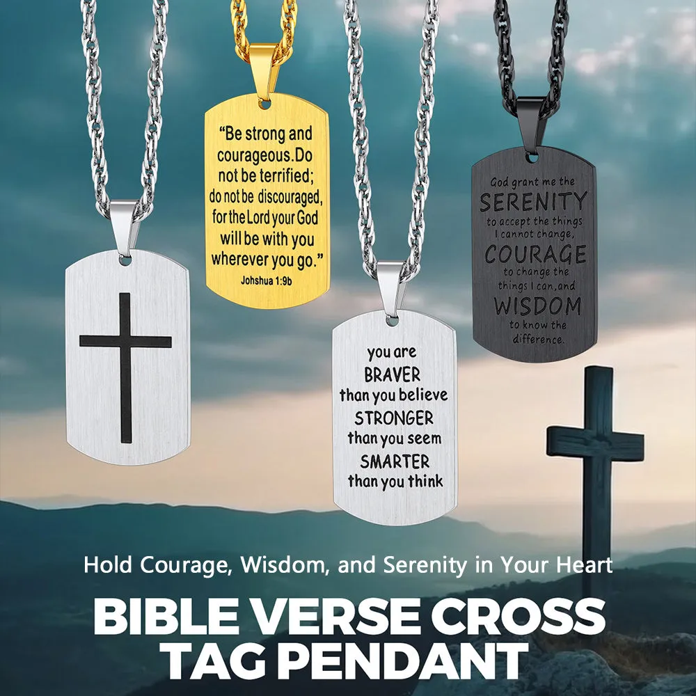 Christian Joshua 1:9 Dog Tag Cross Necklace For Men sold by FaithHeart product image thumbnail 4