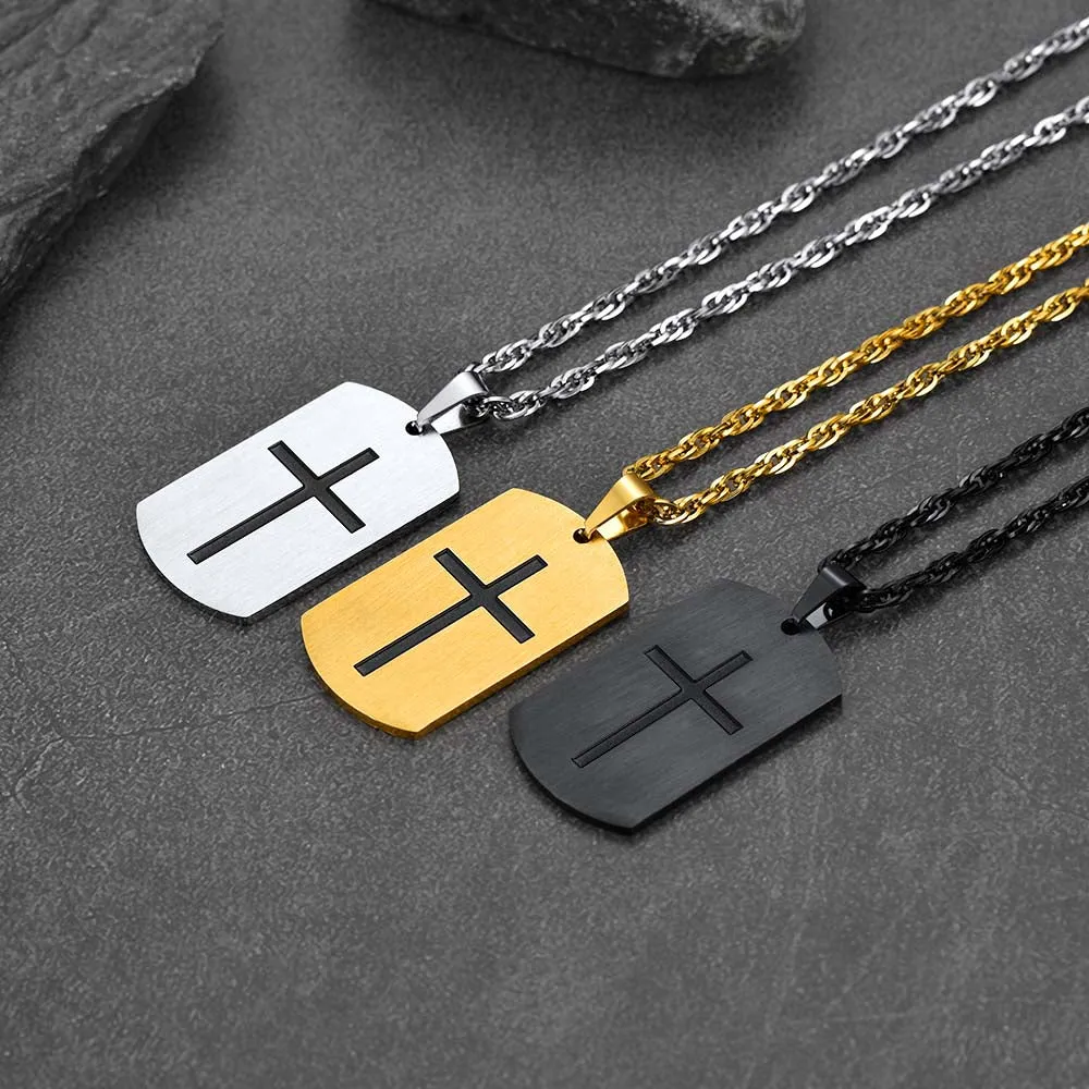 Christian Joshua 1:9 Dog Tag Cross Necklace For Men sold by FaithHeart product image thumbnail 5