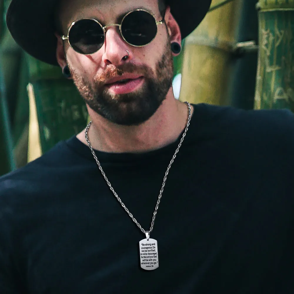 Christian Joshua 1:9 Dog Tag Cross Necklace For Men sold by FaithHeart product image thumbnail 2
