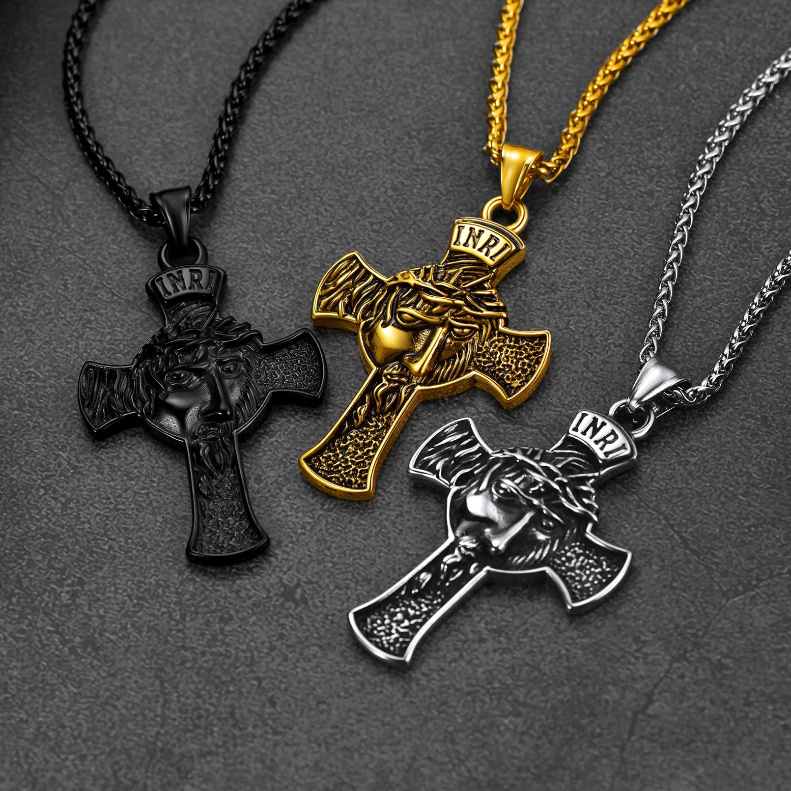 Flash Sale Christian Christ Jesus Face Crucifix Cross Pendant Necklace sold by FaithHeart product image thumbnail 2