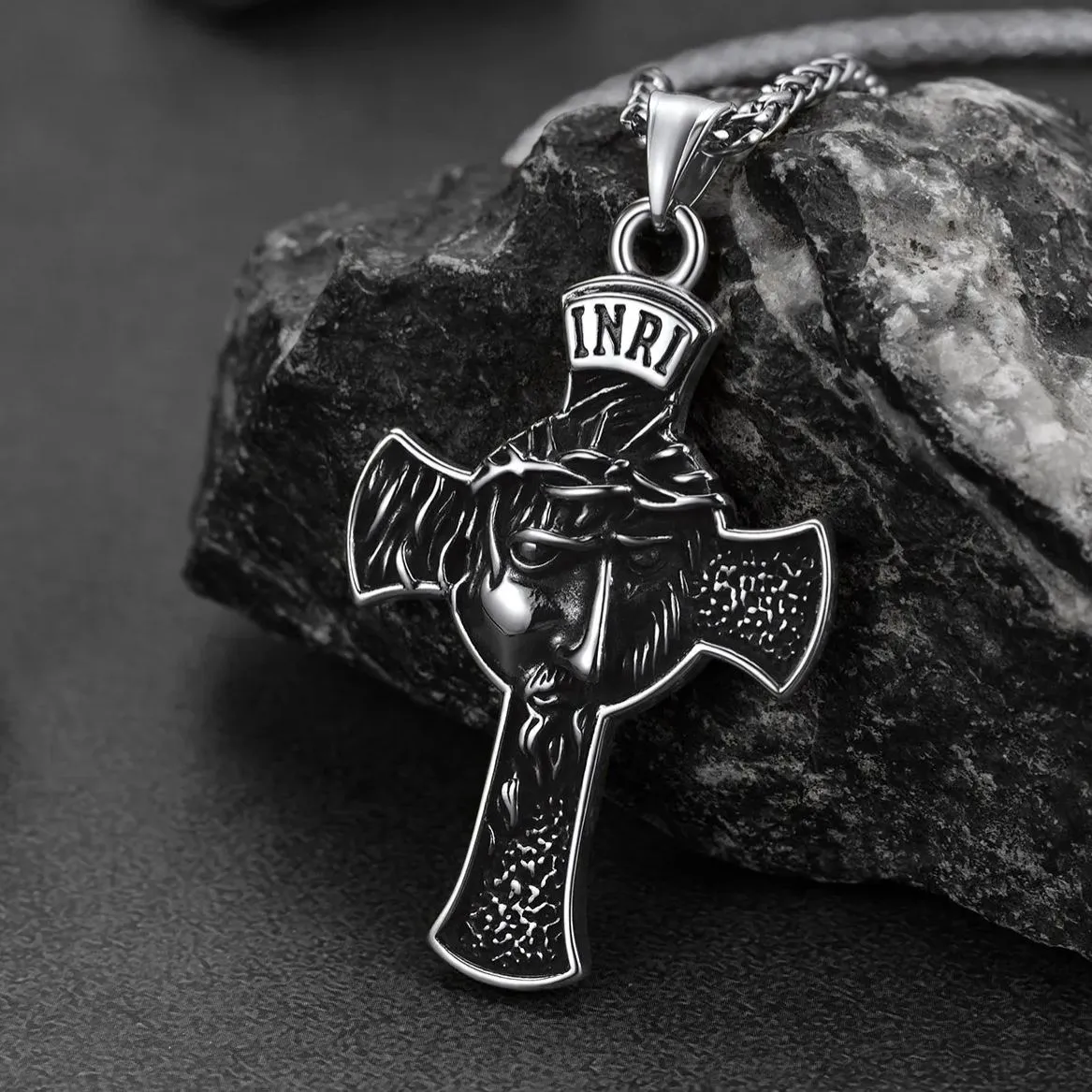 Flash Sale Christian Christ Jesus Face Crucifix Cross Pendant Necklace sold by FaithHeart product image thumbnail 3