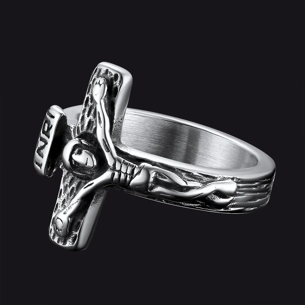 Christian Jesus Crucifix Cross Ring for Men sold by FaithHeart