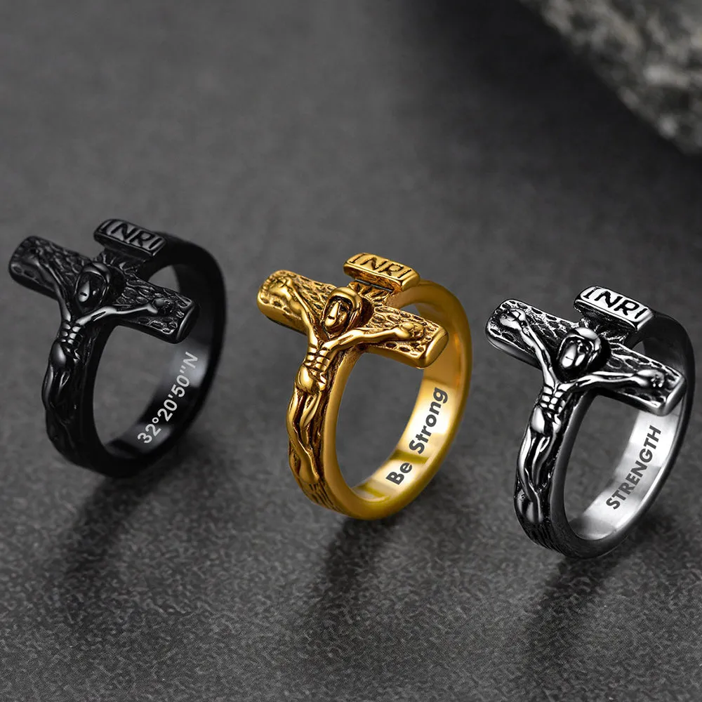 Christian Jesus Crucifix Cross Ring for Men sold by FaithHeart product image thumbnail 5