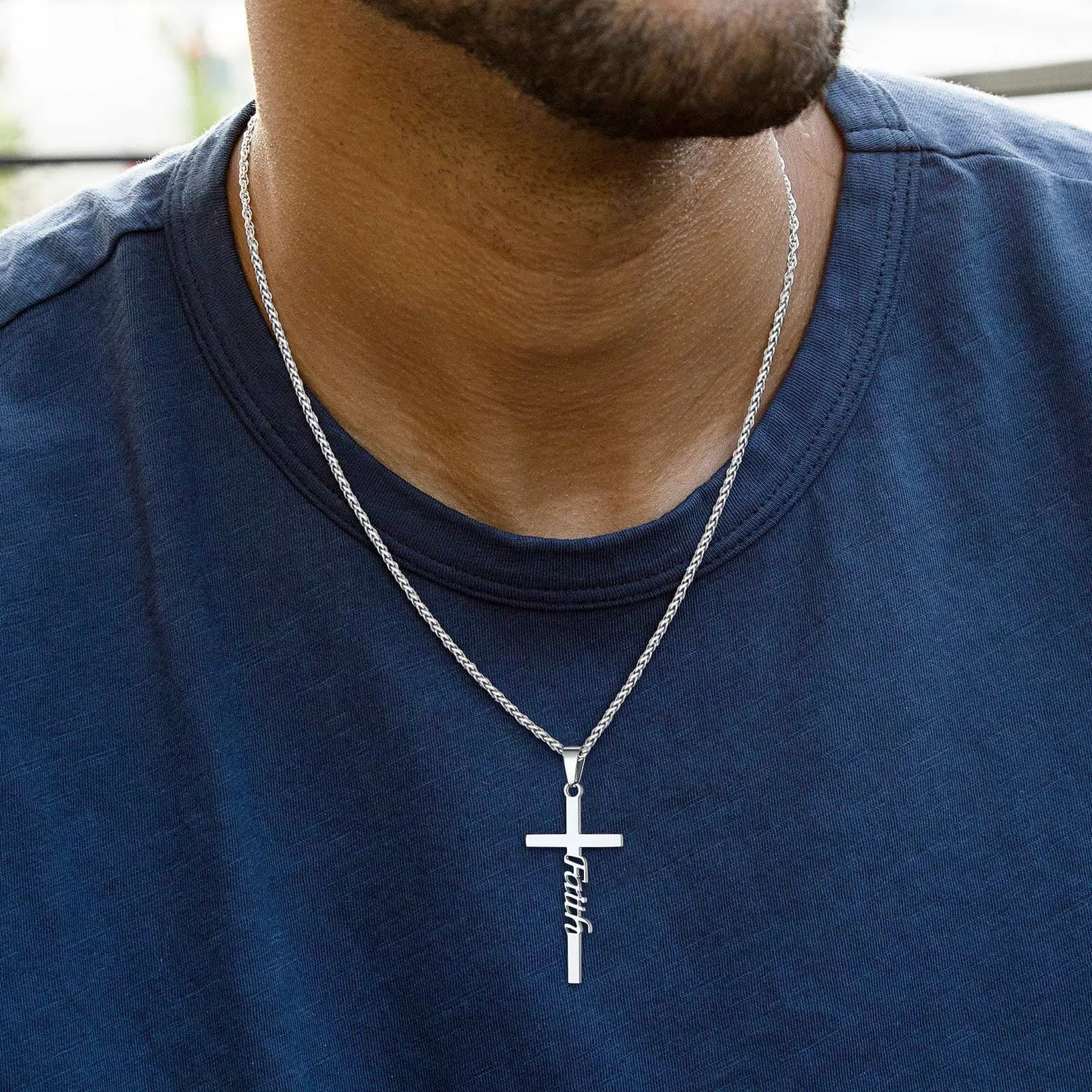 Christian Faith Cross Necklace Pendant for Men Women sold by FaithHeart product image thumbnail 2