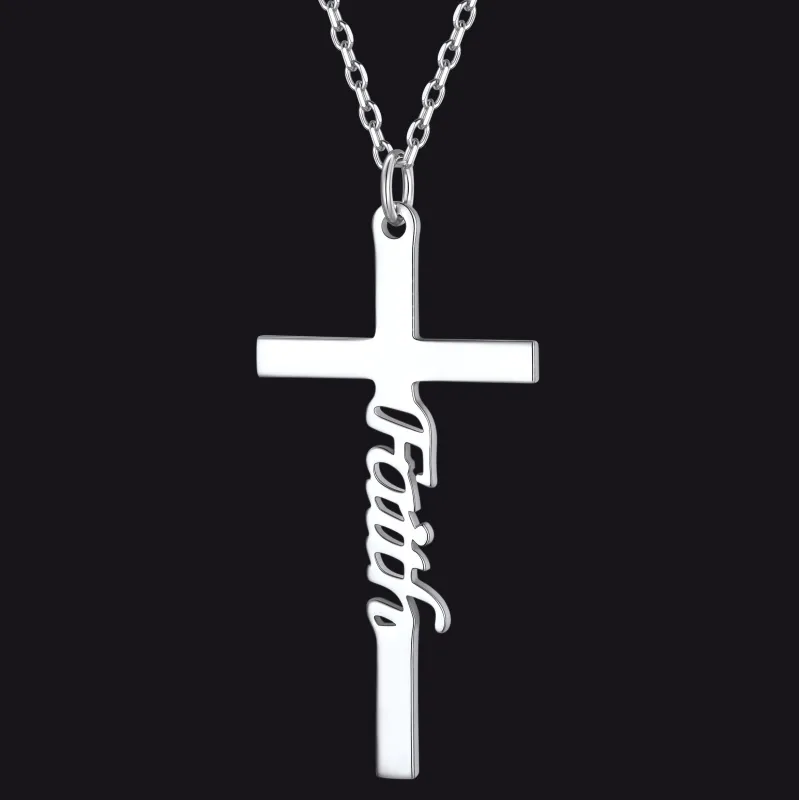 Christian Faith Cross Necklace Pendant for Men Women sold by FaithHeart
