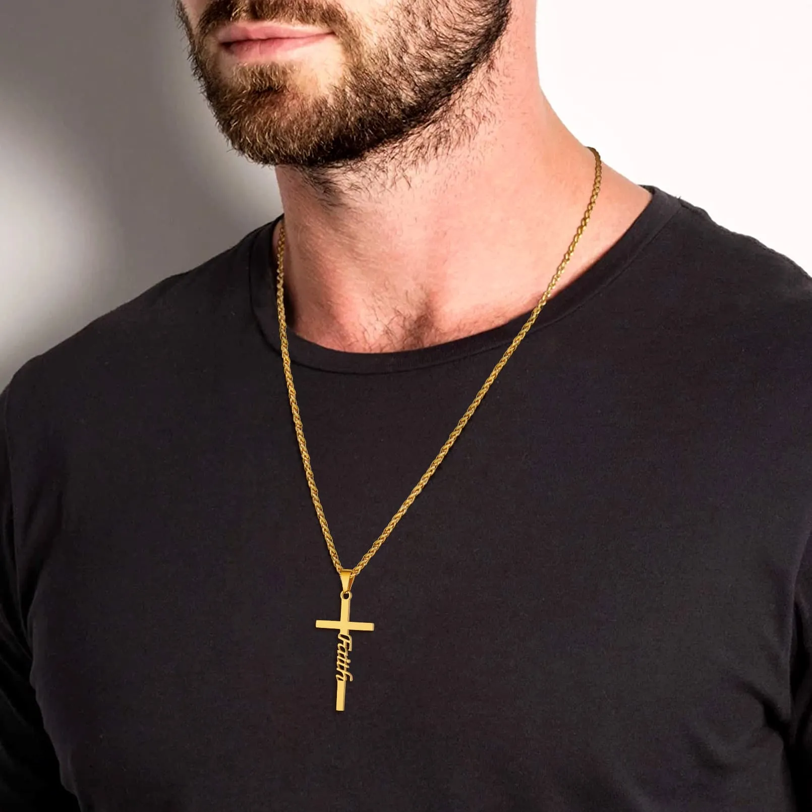 Christian Faith Cross Necklace Pendant for Men Women sold by FaithHeart product image thumbnail 3