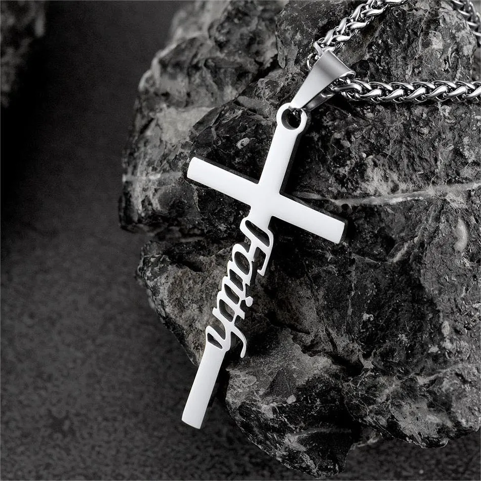 Christian Faith Cross Necklace Pendant for Men Women sold by FaithHeart product image thumbnail 5