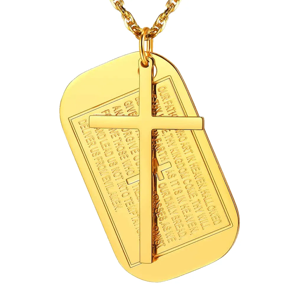 Christian Dog Tag Pendant with Cross Necklace For Men sold by FaithHeart product image thumbnail 5