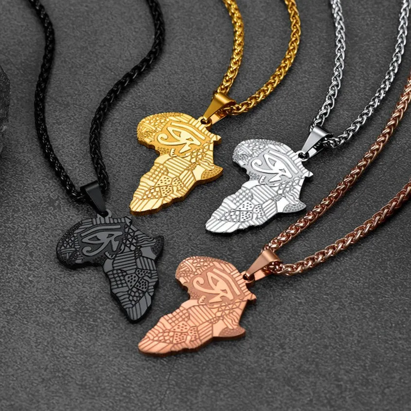 African Map Eye Of Horus Necklace For Men sold by FaithHeart product image thumbnail 2