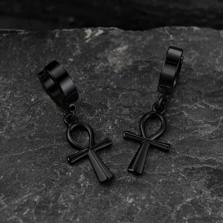 Ankh Cross Dangle Hoop Earrings for Men Women sold by FaithHeart product image thumbnail 5