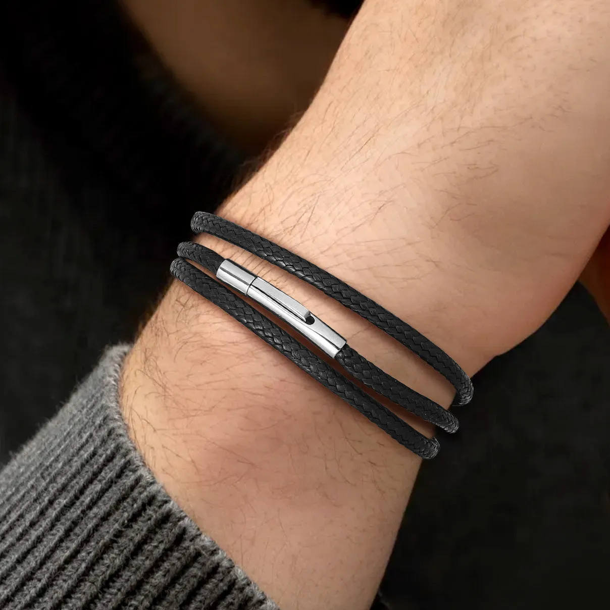 Braided Leather Cord Chain Wax Rope Necklace for Men 2MM/3MM sold by FaithHeart product image thumbnail 3