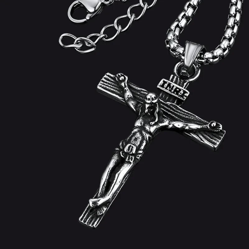 Catholic Crucifix Cross Necklace Jesus Pendant For Men Women sold by FaithHeart