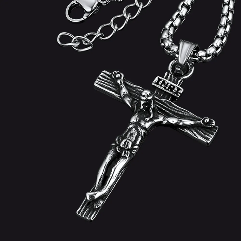 Catholic Crucifix Cross Necklace Jesus Pendant For Men Women sold by FaithHeart